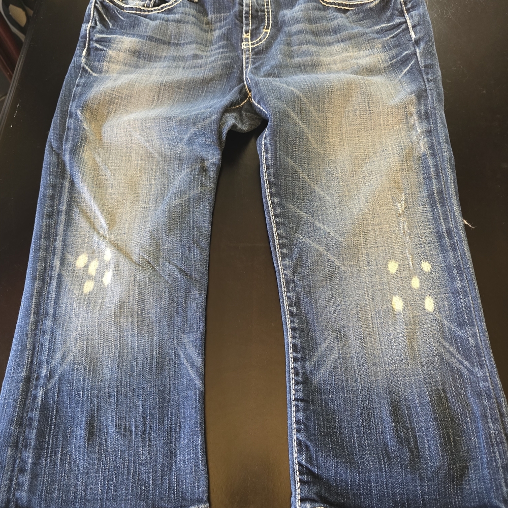 BKE Stretch Denim Jeans Blue Embroidered Button Zip Pockets 98% Cotton‎